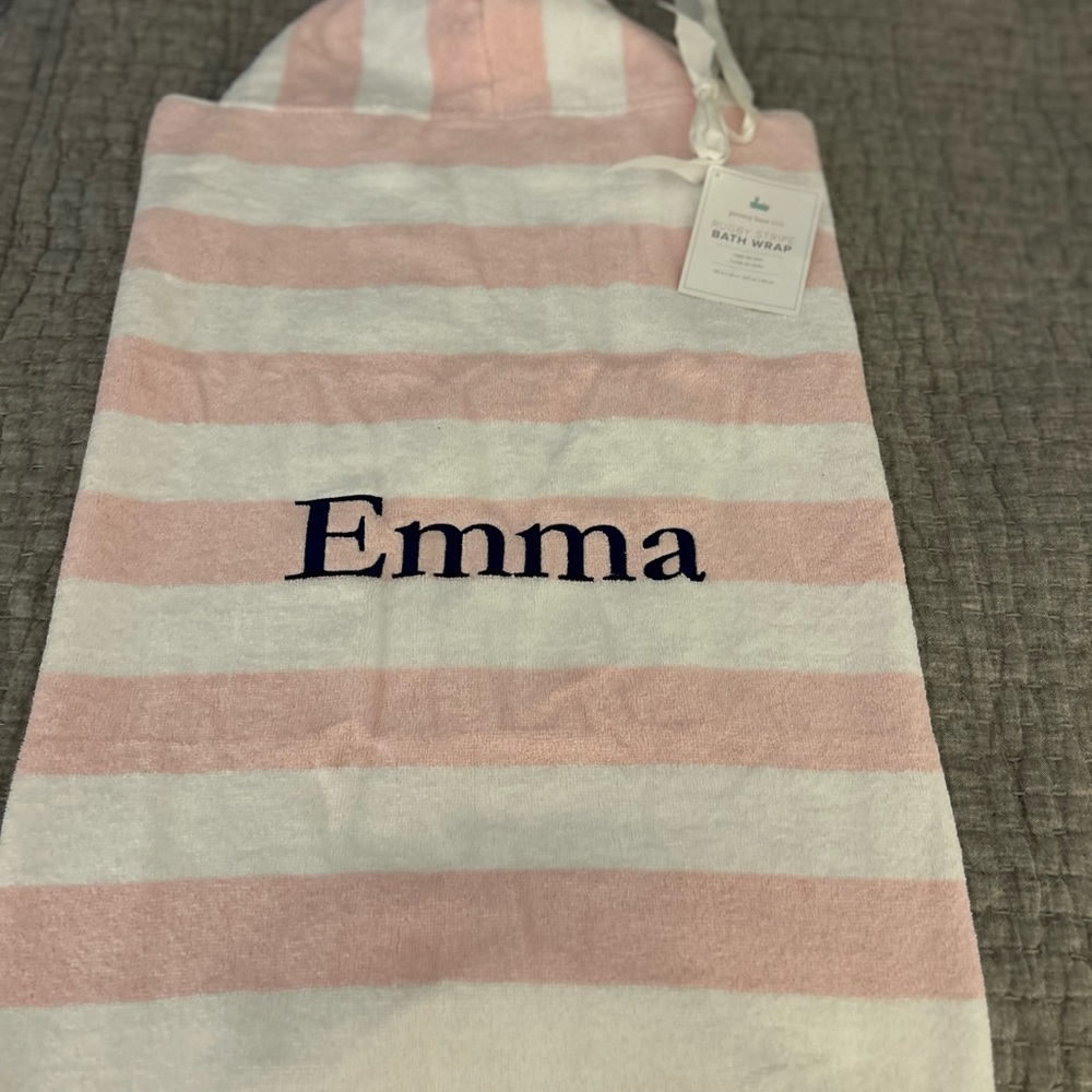 Pottery Barn Kids Pink and White Striped Beach Towel